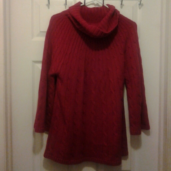Alfani Red L Growing Cable Cowl Sweater - Picture 2 of 4