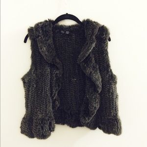 Saks Gray Rabbit Fur Vest