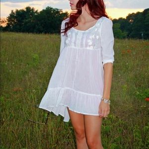 Lace embellished trapeze dress