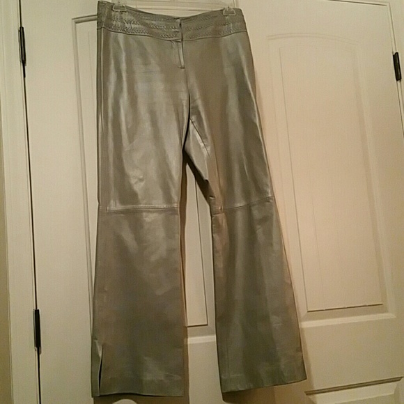 Grey leather pants