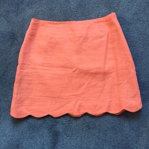 Orange Linen Scalloped Mini Skirt