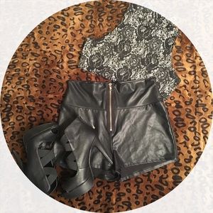Faux leather high waist shorts