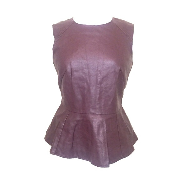 Burgundy faux leather Peplum Top