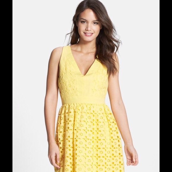 Laundry By Shelli Segal Dresses & Skirts - Eyelet V-Neck Fit & Flare Dress