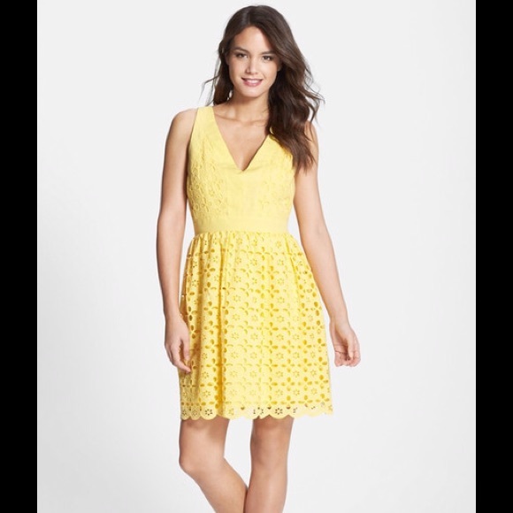 Eyelet V-Neck Fit & Flare Dress - Picture 3 of 4