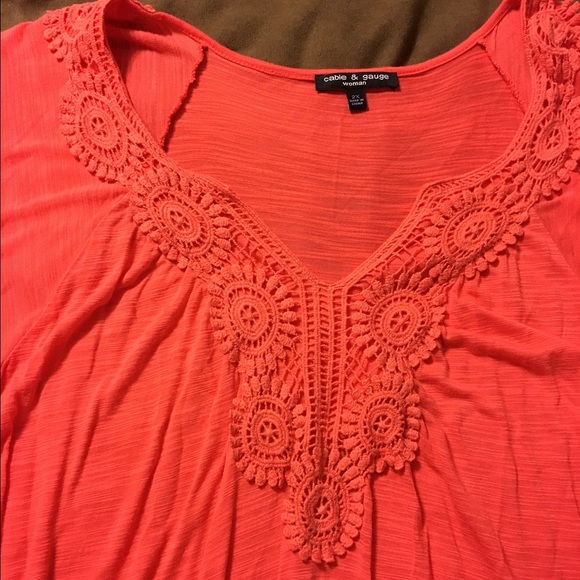 Coral top with detailing (plus size 2X)