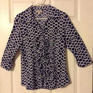 Black ruched front knit top