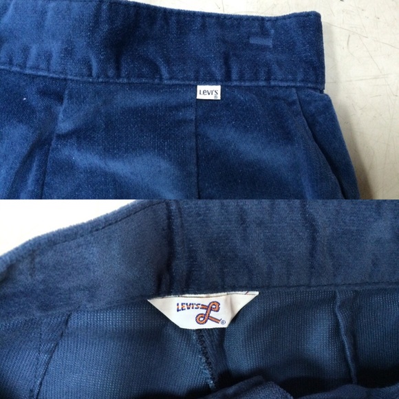 70s Levis Blue Velvet Bell Bottoms High Waist - Picture 2 of 4