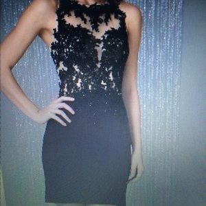 Homecoming/party/prom dress: black w/ silver beads