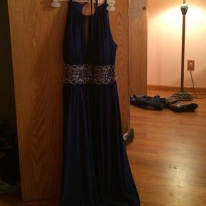 Long, dark blue dress