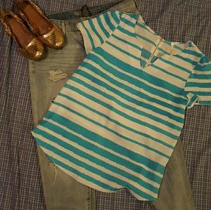 Zipper Back Striped Shirt