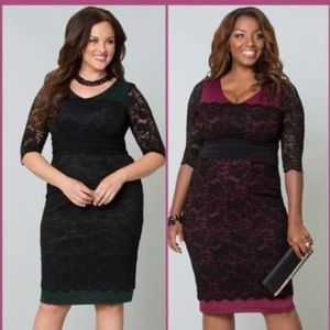 Green Dress w/ Black Lace Overlay