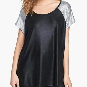 Only worn once Shimmery Black Baseball Tee