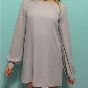 Lulus Grey Long Sleeve Shift Dress