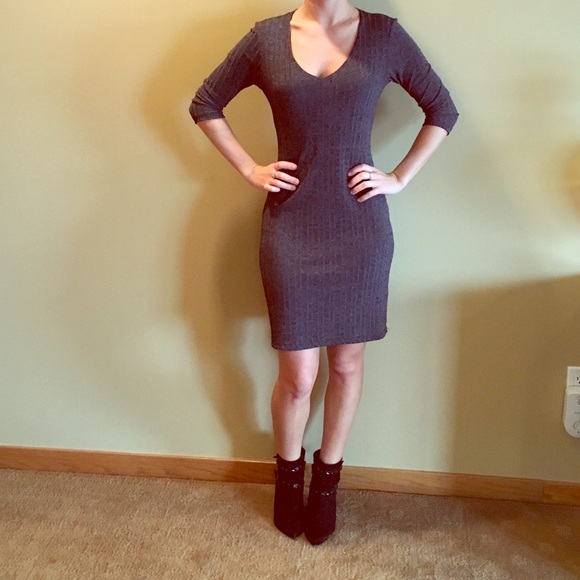 Fitted charcoal gray dress