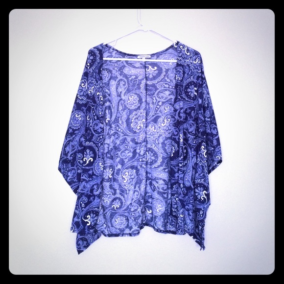 Blue and white kimono cardigan