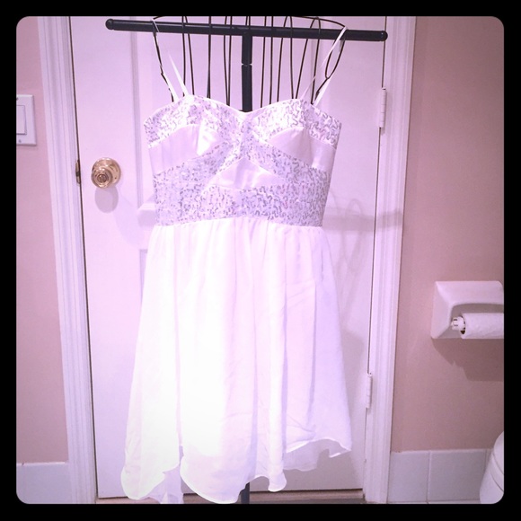 White & silver cocktail dress