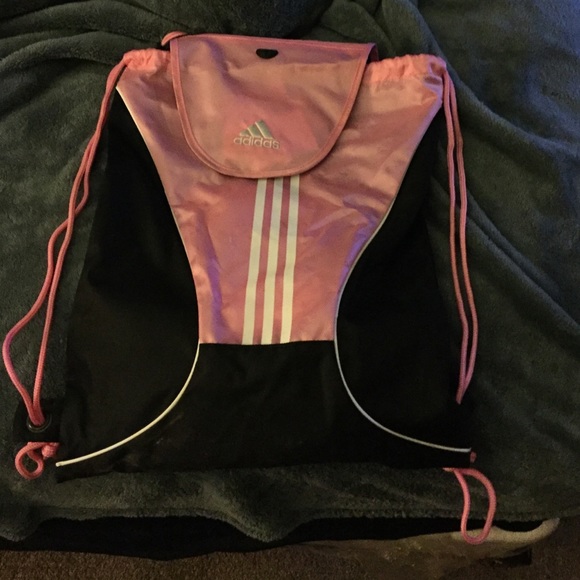 Pink and black adidas bag