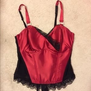 Women's black and red tie corset