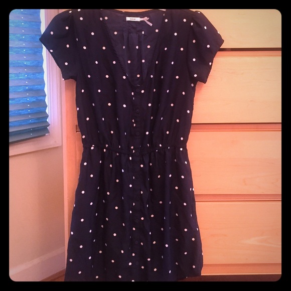 Blue and white polka dot dress super cute