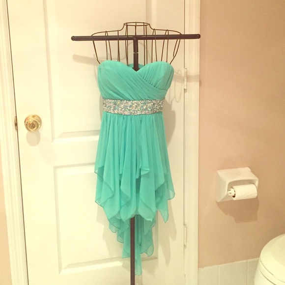 Turquoise & silver sequence party / prom dress
