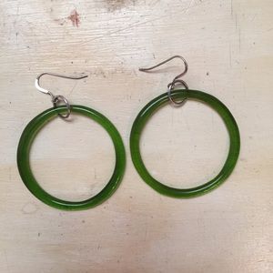 Recycled Glass Hoop Earrings w/silver hooks