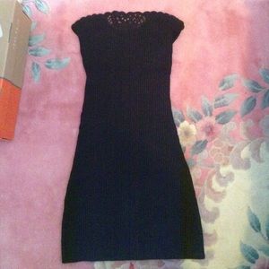 Black strapless ribbed mini dress