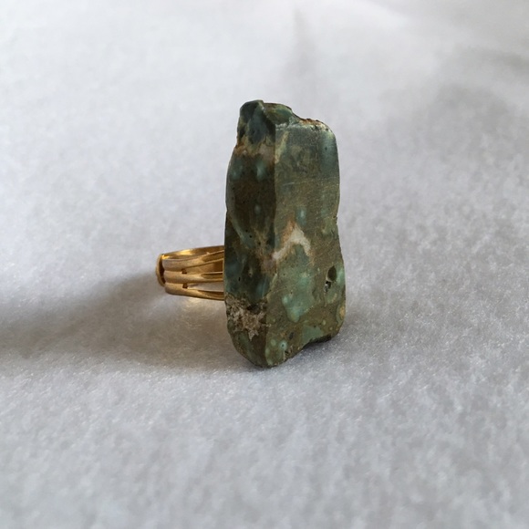 Vintage Jewelry - Vintage Handmade Organic Turquoise Slab Ring