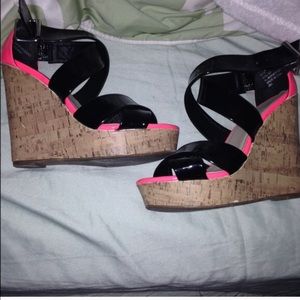 Pink and black wedges