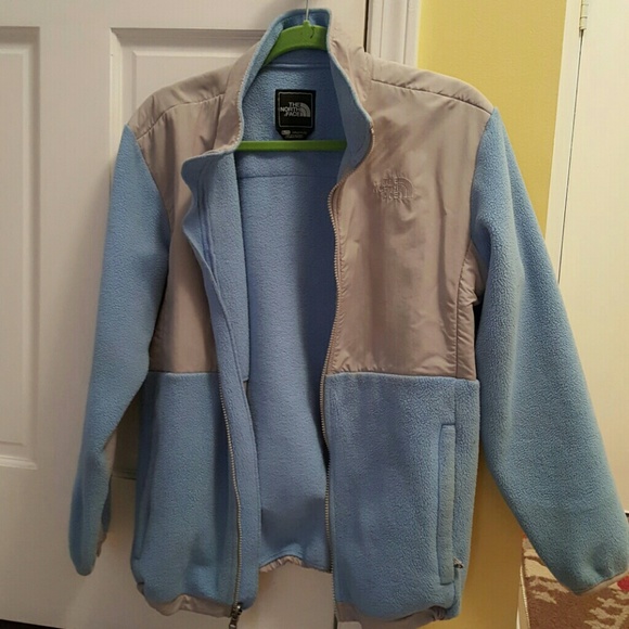 North Face girls XL Fleece gray and blue jacket