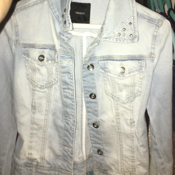 Brand new light wash jeweled jean jacket
