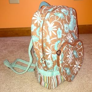 Light Brown & Aqua Multi Design, Stitched Backpack