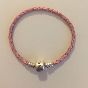Pink Leather Pandora Bracelet