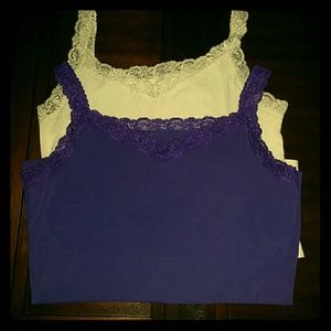 Lot of 2 lace trimmed tank tops