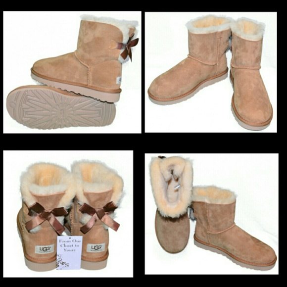 UGG Shoes - UGG Bailey Bow Brown Boots- size 8 New in Box
