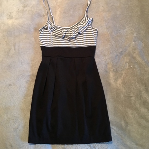 Black and gray mini dress with adjustable straps