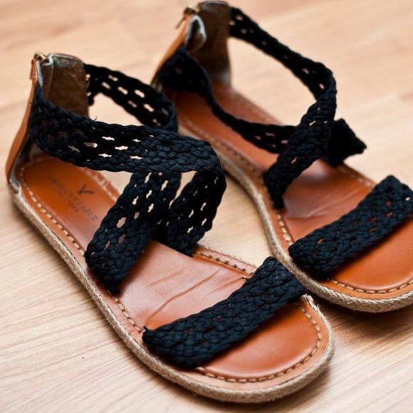 American Eagle Crochet Sandal in Black