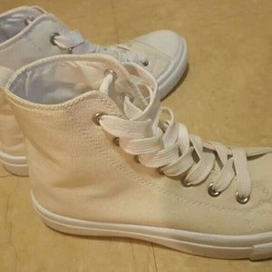 Casual High Top Women Flat Color Beige size 7