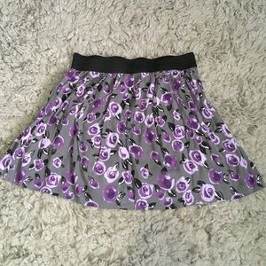 Purple and gray floral skirt