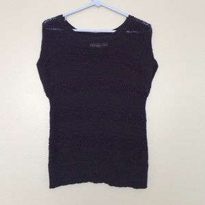 Short sleeve knit blue sweater