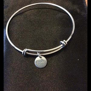 Hand stamped charm with adjustable bangle
