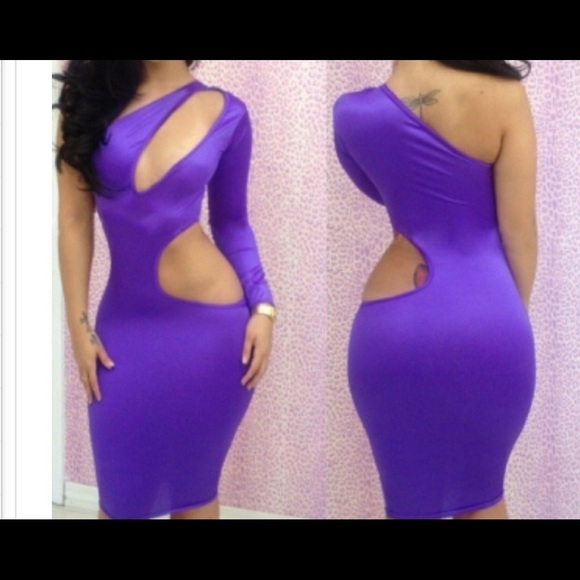 Purple cut out Midi Dress