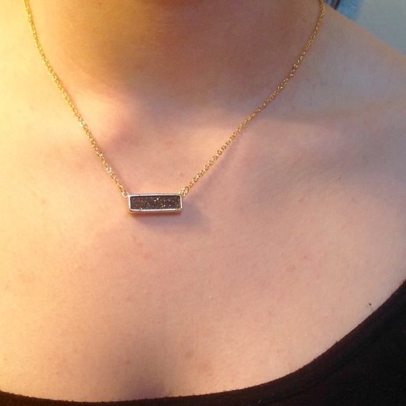 Black Druzy Necklace - Picture 2 of 2