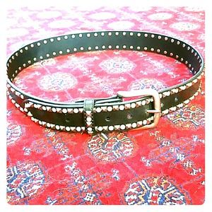 Black Rhinestone Studded Belt