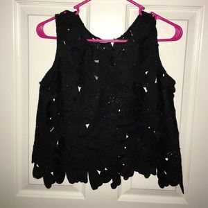 Black see through floral crop top