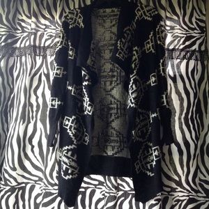 Black and white long cardigan