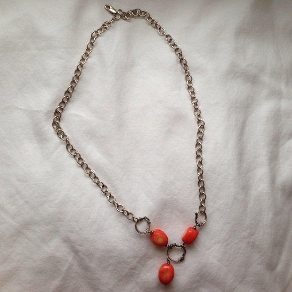 Sterling silver with orange stone necklace