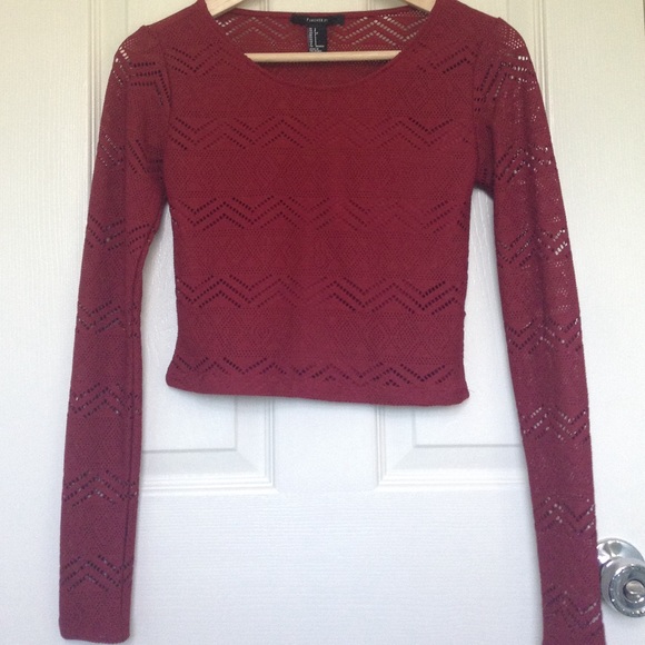 Mesh burgundy crop top