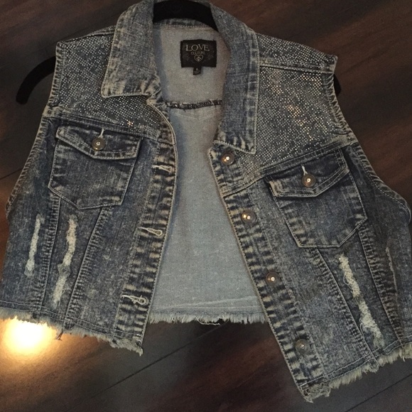 Bedazzled cut off jean jacket
