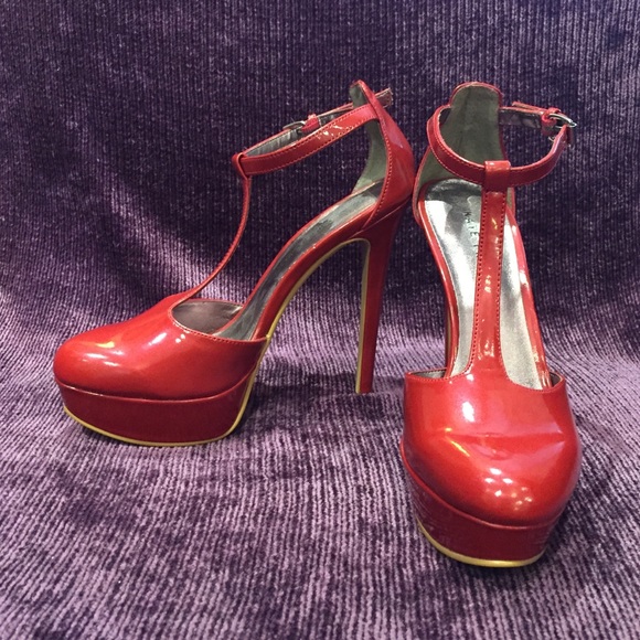 Red T-Strap heels